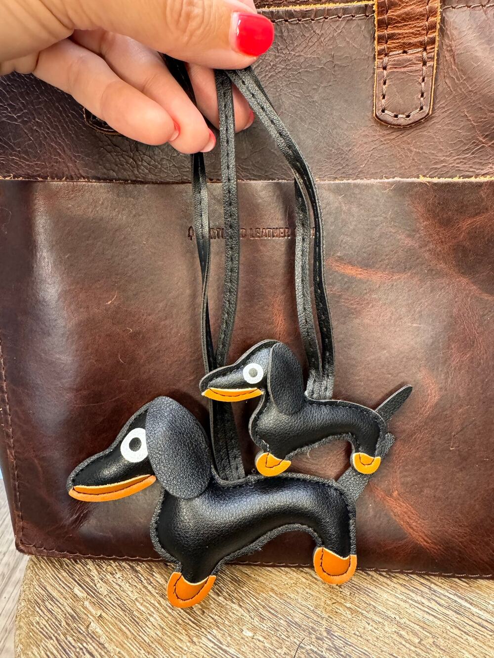 Black Dachshund Wiener Dog Bag Charms Set of 2 Big Dog Little Dog Vegan Charm
